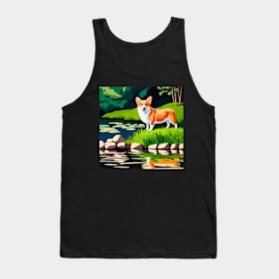 Corgi by the Pond Tank Top